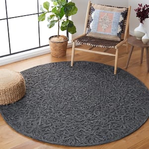 Trace Dark Gray 6 ft. x 6 ft. High-Low Round Area Rug