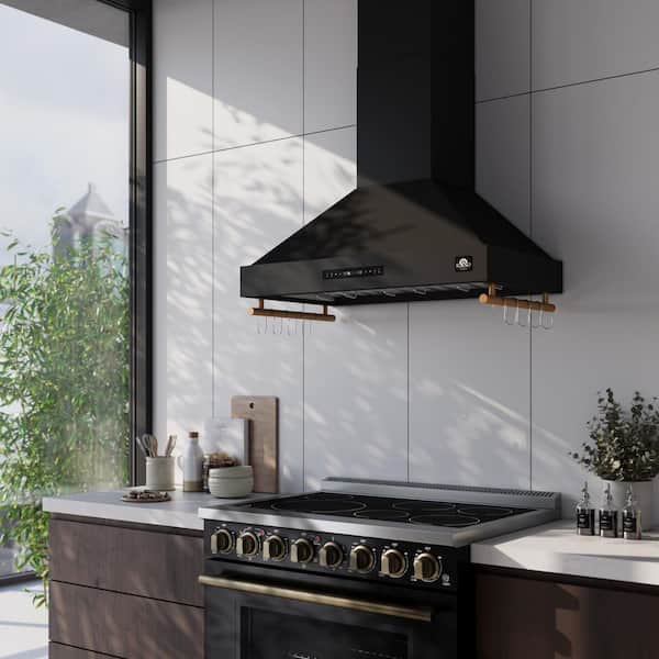 Forno Venezia 36 in. Wall-Mounted Range Hood in Black with Touch