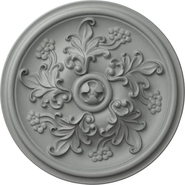 Ekena Millwork 14-1/2" x 2-3/4" Katheryn Urethane Ceiling Medallion (Fits Canopies upto 2-1/8"), Primed White