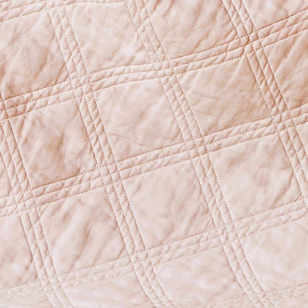Blush Linen & Cotton Reversible Quilted Throw Blanket, 50x60 in.