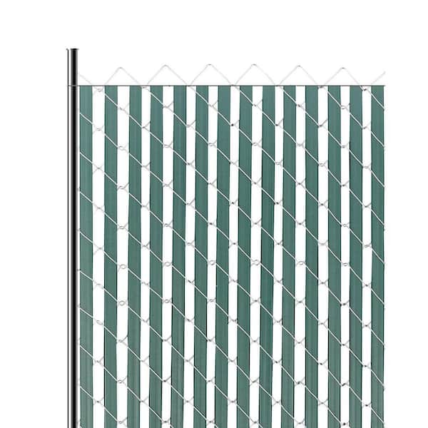 Bottom Locking Privacy Slats, Double-Wall Vertical Bottom-Locking Slats for Chain-Link Fence, High-Density HDPE, Green