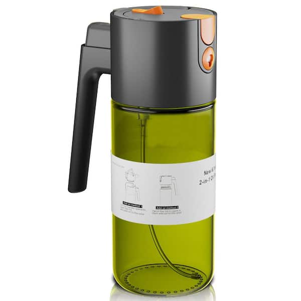 17oz./500ml Glass Dark-Tinted Oil Dispenser Bottle Olive Food Grade Spray Bottle with Stickers for Cooking Kitchen BBQ