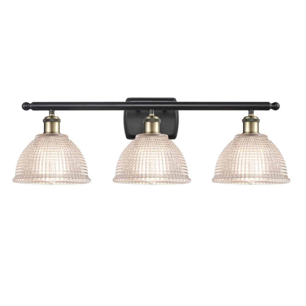 Arietta 26 in. 3-Light Black Antique Brass, Clear Vanity Light with Clear Glass Shade price history on PriceWatchPro