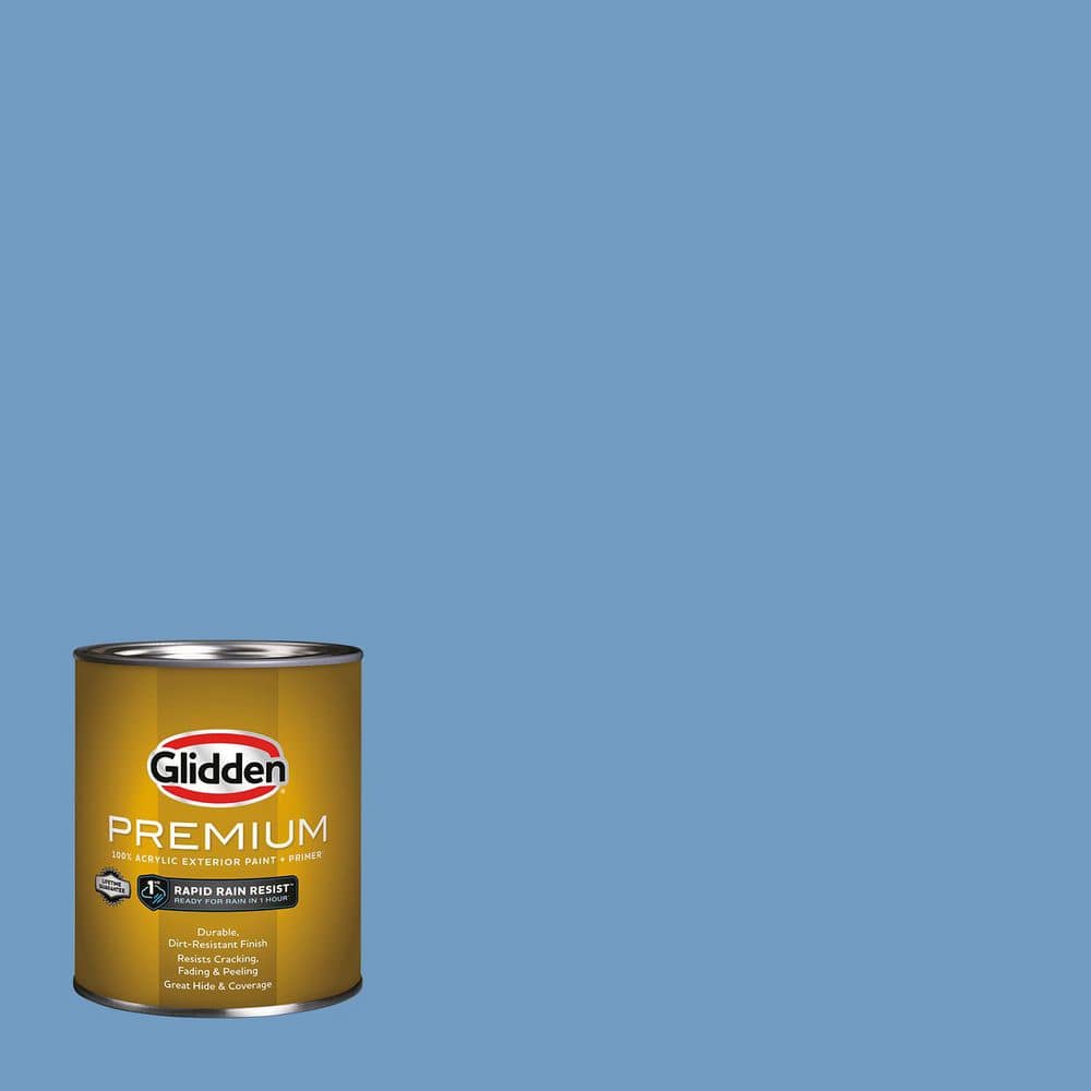 Glidden Premium 1 qt. PPG1161-4 Blue Promise Semi-Gloss Exterior Latex ...