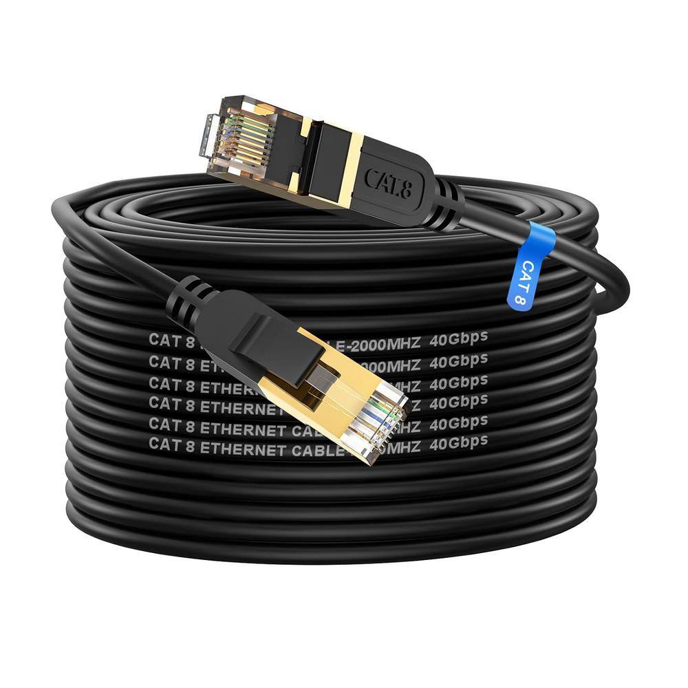 100 ft. Cat 8 LAN Network Cable Gold Plated RJ45 Connector for Router-Black