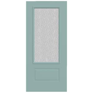 36 in. x 80 in. 1 Panel 3/4 Lite Right-Hand/Inswing Hammered Glass Serenity Steel Front Door Slab