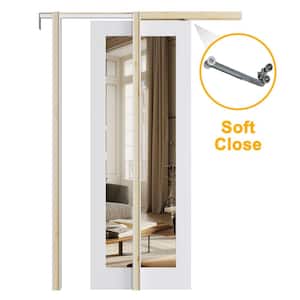 ARK DESIGN 24 in. x 80 in. 1-Lite Mirrored Glass White Primed Wood ...