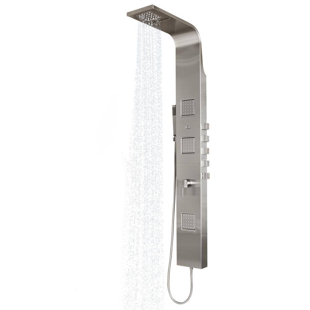 Waimea Brushed Stainless Steel Shower Panel with Rainfall Showerhead