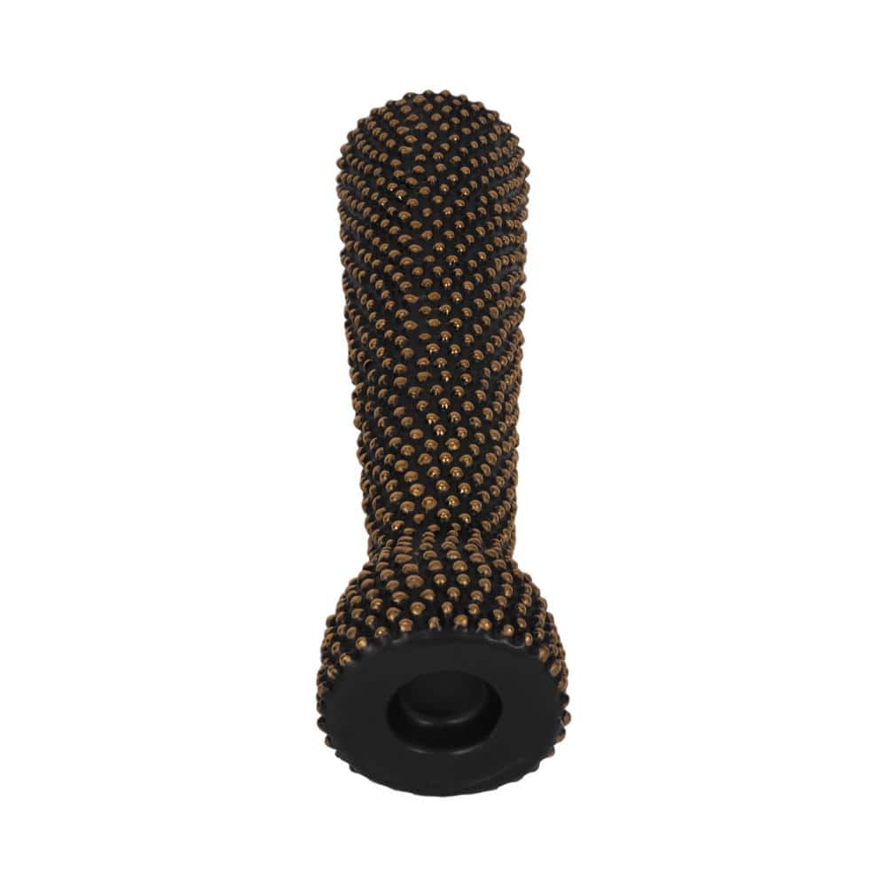 16" Black and Gold Ceramic Spiked Candle Holder