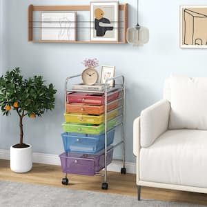 13 in. W x 29.5 in. H Colorful Pull-Out Plastic 6-Drawer Rolling Storage Cart
