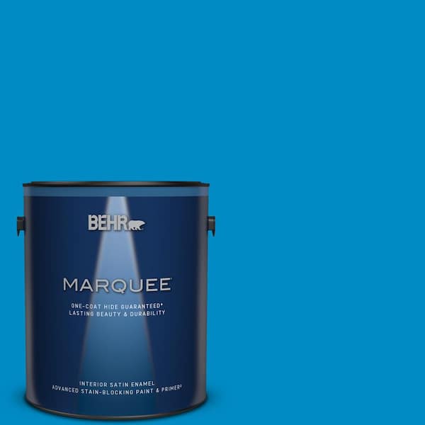 BEHR MARQUEE 1 gal. #MQ4-57 Celebration Blue One-Coat Hide Satin Enamel Interior Paint & Primer