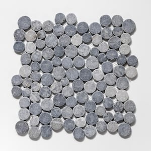 Stone Penny Rounds Grey 11-1/2 in. x 11-1/2 in. Honed Marble Mesh-Mounted Mosaic Tile (10.12 sq. ft./Case)