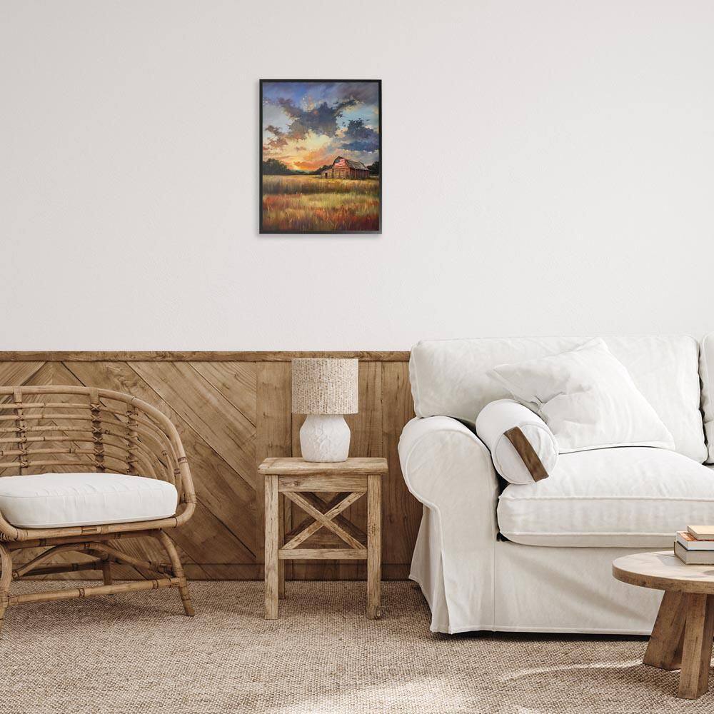 American Barn at Sunset by Arlington Prints Black Framed Nature Giclee Art Print 20 in. x 16 in. price history on PriceWatchPro