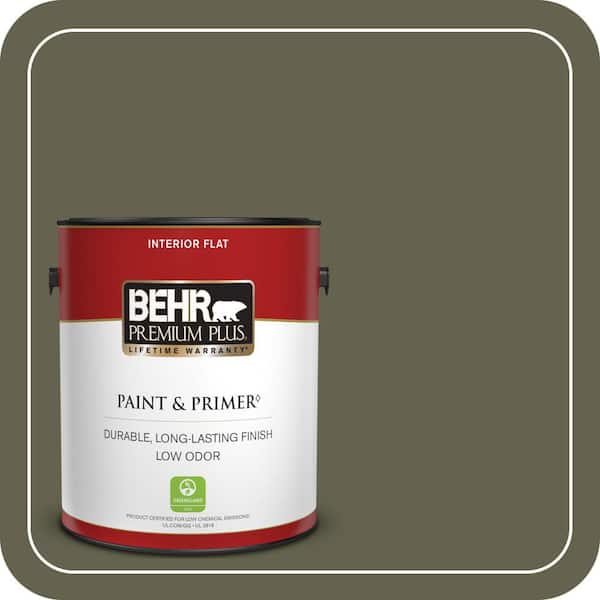 BEHR PREMIUM PLUS 1 gal. #400F-7 Groundcover Flat Low Odor Interior Paint & Primer