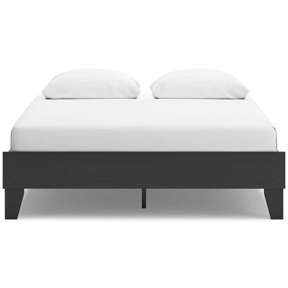 Matte Black Queen Platform Bed with Storage Drawers