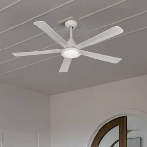 52 in. Smart LED Indoor White Low Profile 5 Blades Semi-Flush Mount Ceiling Fan with Light with Remote Control APP