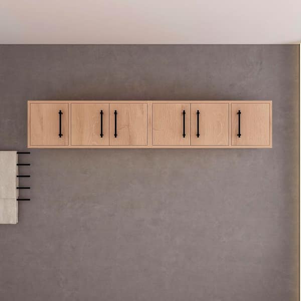 BV Better Vanity Victoria 71.2 in. W x 11.8 in. D x 13.78 in. H Brown Plywood Wall Overhead Floating Linen Cabinet in Red Oak