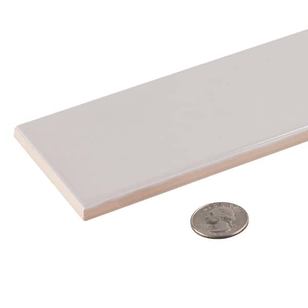 Alva Velvette Grey 3 in. x 12 in. Subway Glossy Ceramic Wall Tile Sample