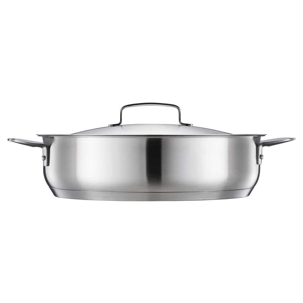 13.7 qt. Stainless Steel Hotel Pan 20.9 x 12.8 x 3.9 in. Roasting Pan with Lid Hotel Pans Full Size Deep (4-Pack)