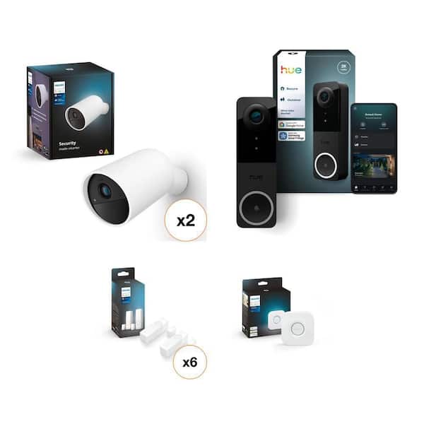 Smart Security Bundle: HD Camera, Doorbell, Contact Sensor (2-Pack) & Smart Home Bridge