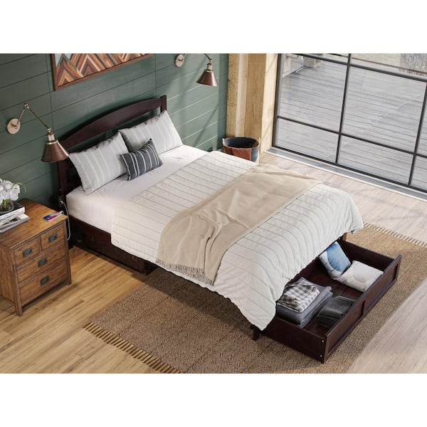 Queen size mission style solid wood platform on sale bed frame with headboard in espresso finish