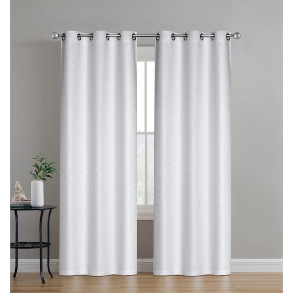 Dainty Home Monte Carlo 76" X 96" Textured Window Panel Pair In White