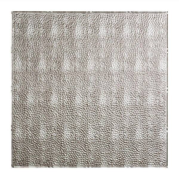 Fasade Hammered 2 ft. x 2 ft. Vinyl Lay-In Ceiling Tile in Crosshatch Silver