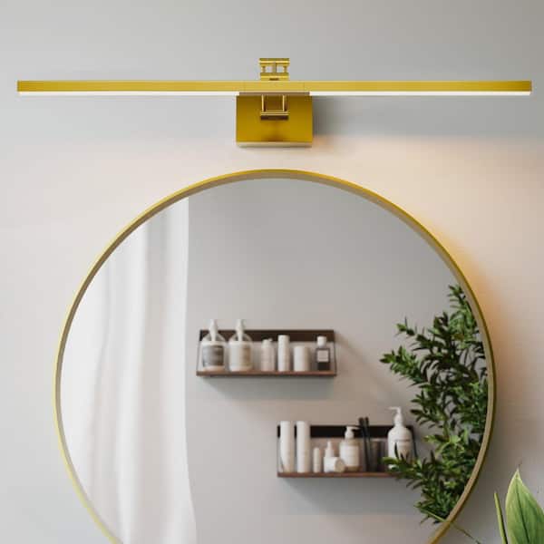 36 in. 1-Light Brushed Gold Bathroom 3CCT Modern LED Vanity Light Fixture with 360° Rotatable Head and Swing Arm