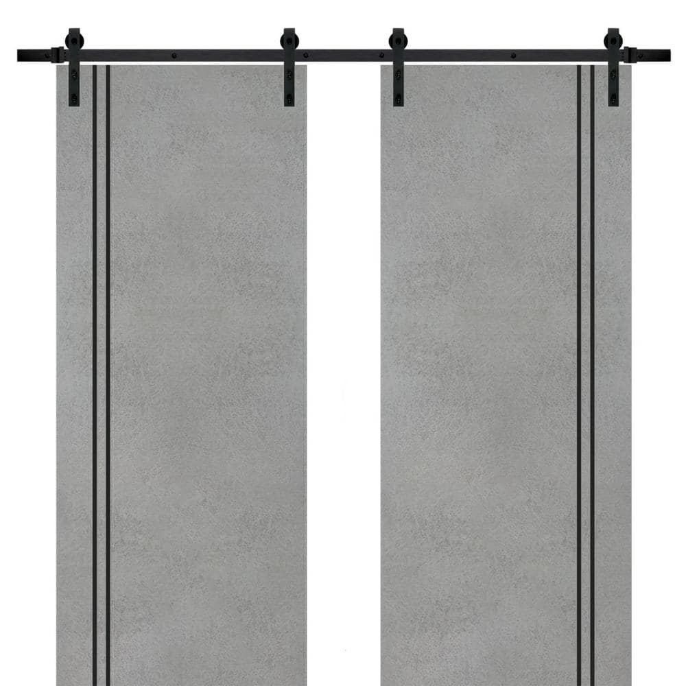 Assemble Required 42 in. x 96 in. 2-Panel Concrete Solid Wood with Honeycomb Sliding Barn Door with Hardware Kit price history on PriceWatchPro