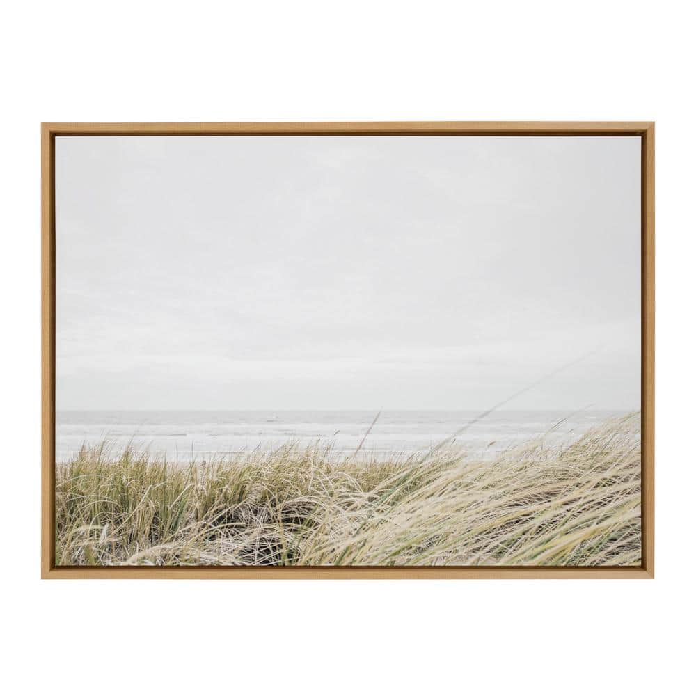 East Beach Coastal Landscape Canvas Print with Natural Frame
