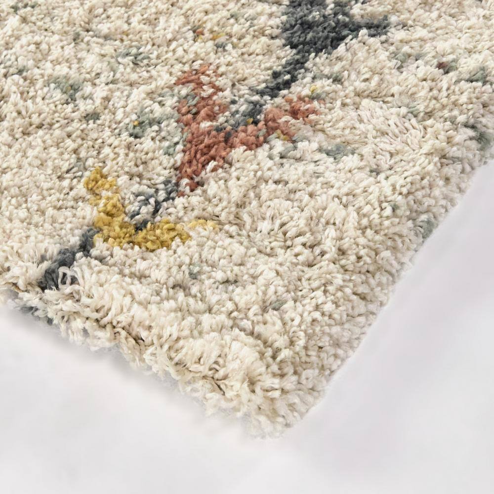 Cream and Multicolor Synthetic Stain-Resistant Rectangular Area Rug
