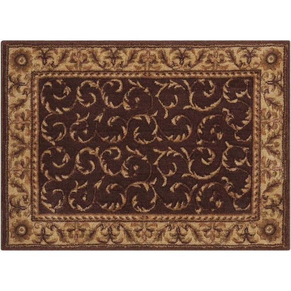 Nourison Home Somerset Brown Doormat 2 ft. x 3 ft. Bordered Traditional Area Rug