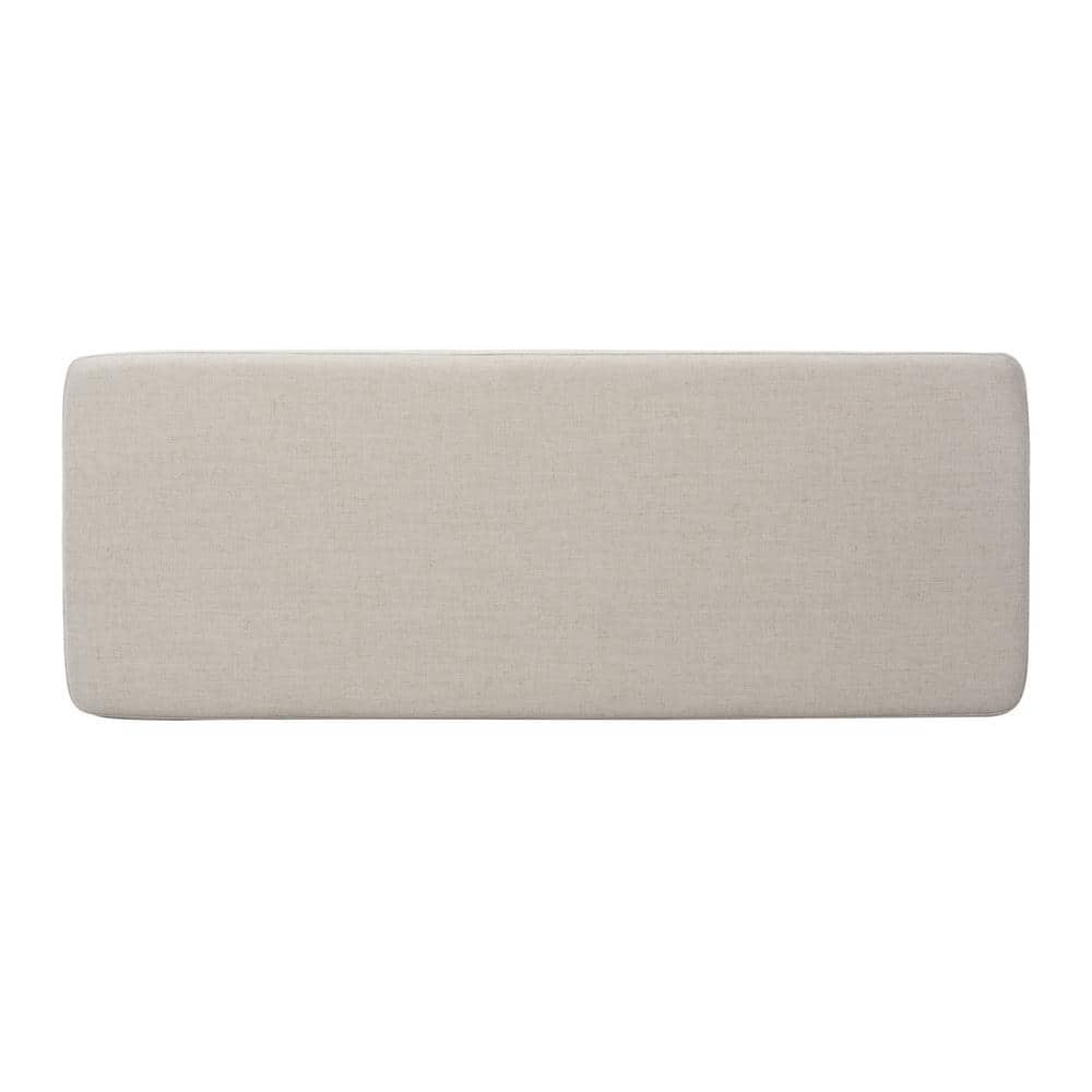 Elsie Transitional Light Grey Linen and Black Wood Bench