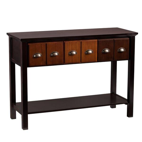 Southern Enterprises Portland 42 in. Espresso/Brown Standard Rectangle Wood Console Table with Drawers