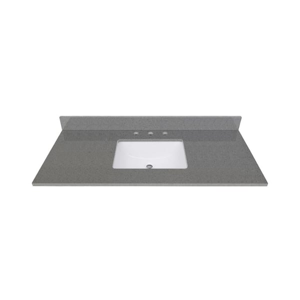 Avanity 43 in. W x 22 in. D Quartz White Rectangular Single Sink Bathroom Vanity Top in Contrail Matte