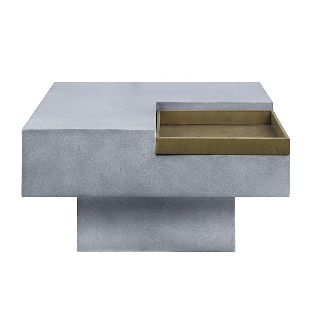 Kailano 32" Weathered Gray Fiber Cement Square Coffee Table