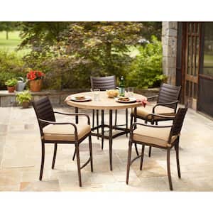 Madison 5-Piece Patio High Dining Set with Textured Golden Wheat Cushion-DISCONTINUED
