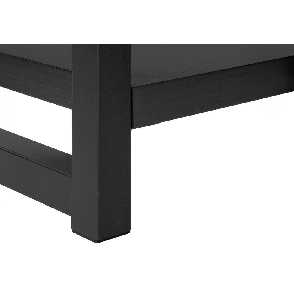 Black Metal Rectangular End Table with Shelf