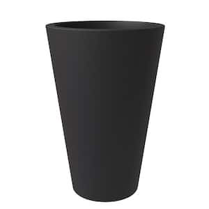 Pebble Fiberstone and MGO Clay Planter, Modern Tapered Round Planter Pot for Indoor and Outdoor (Black, 20 in.)