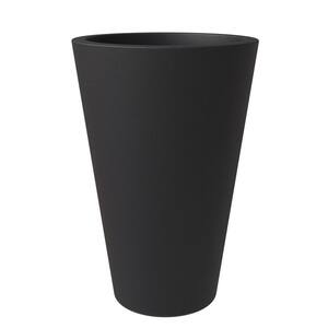 Pebble Fiberstone and MGO Clay Planter, Modern Tapered Round Planter Pot for Indoor and Outdoor (Black, 28 in.)
