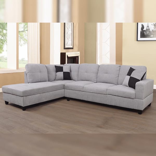 L Shaped Sectional Sofa In Gray Sh121a