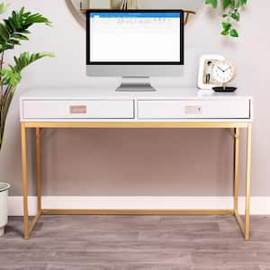 Alma 19.09 in. Rectangle Light Blue MDF 2-Drawer Desk