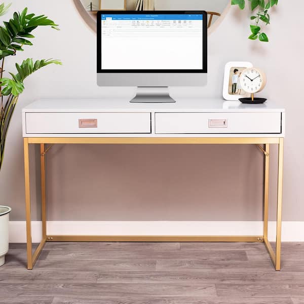 ACESSENTIALS Alma 19.09 in. Rectangle Light Blue MDF 2-Drawer Desk