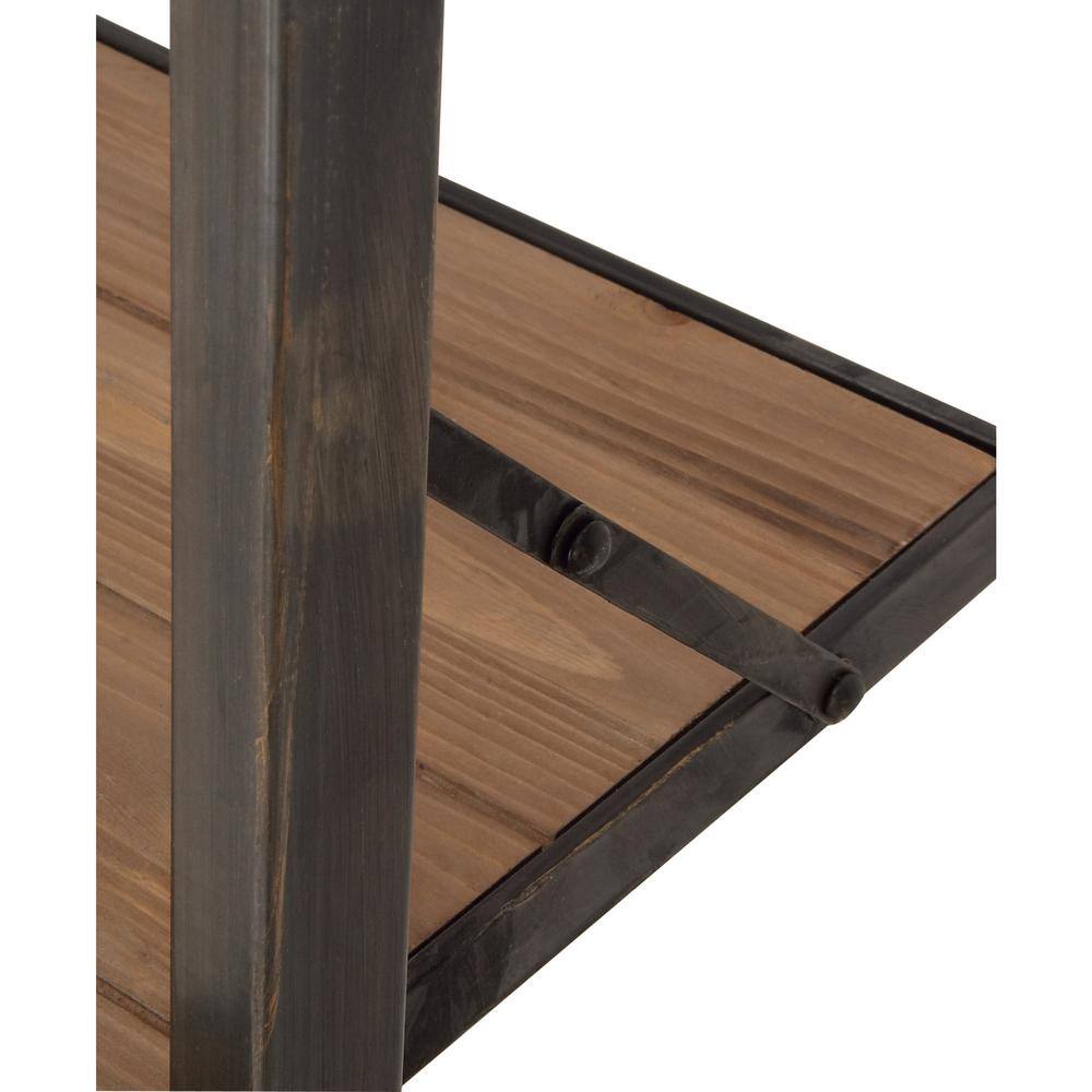 Rustic Brown Wood 4-Tier Ladder Shelving Unit - 77" Height