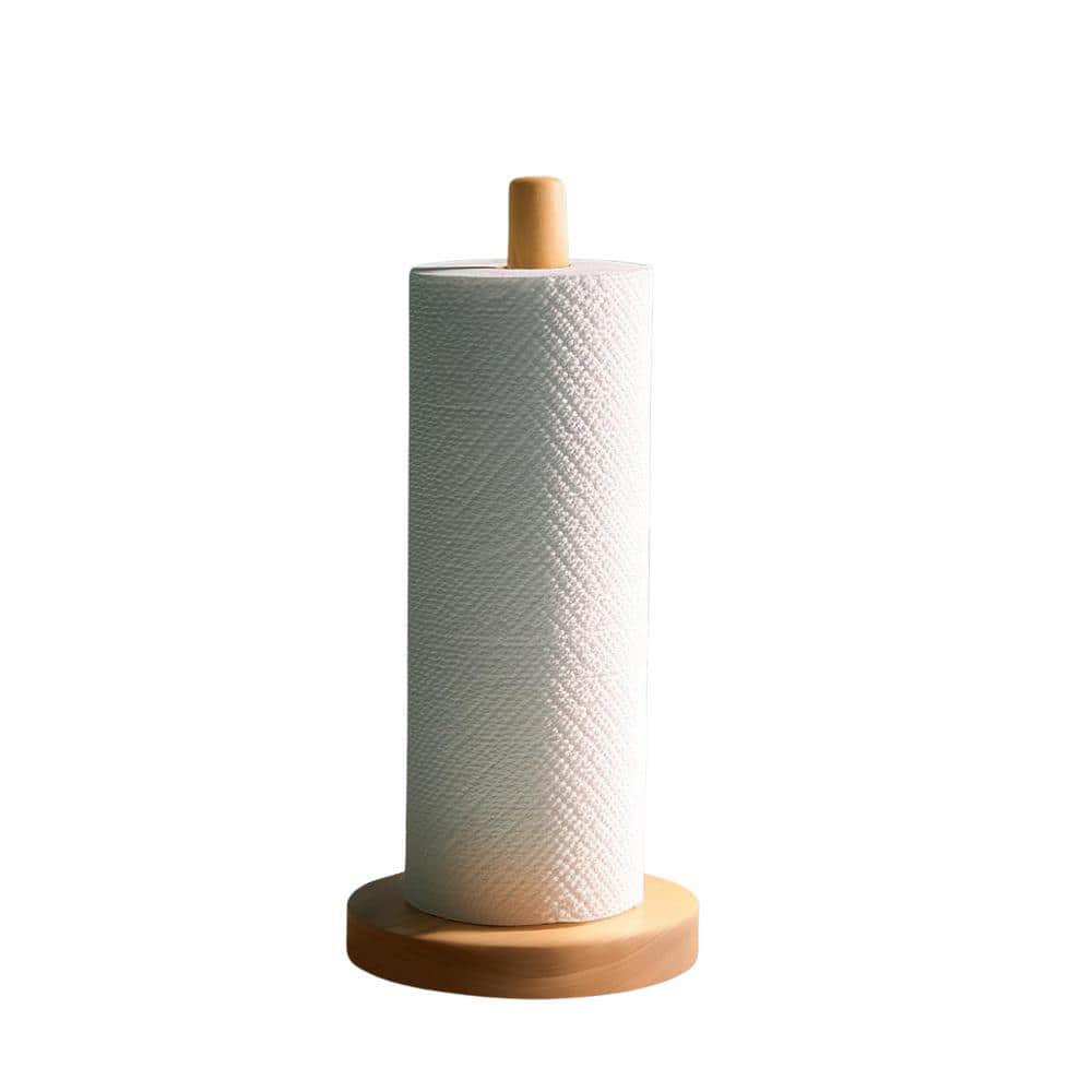 Wooden Paper Towel Holder Countertop, 2 Pack Solid Beechwood Paper Towel Di