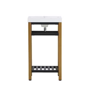 Timeless Home 18 in. W x 13.5 in. D x 34 in. H Single Bathroom Vanity in Golden Black with White Resin Top