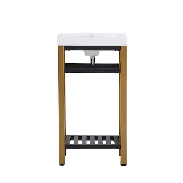 Unbranded Timeless Home 18 in. W x 13.5 in. D x 34 in. H Single Bathroom Vanity in Golden Black with White Resin Top