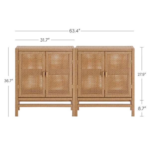 Nathan James Tanner Boho Bamboo Rattan 37 in. TV Stand or Accent