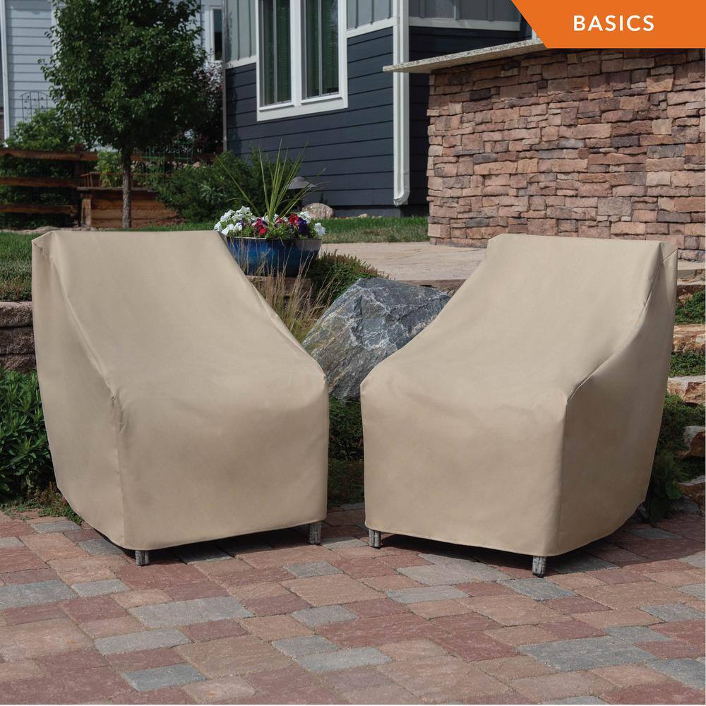 Khaki Weather-Resistant Patio Chair Covers, 27" x 34" x 31", Set of 2