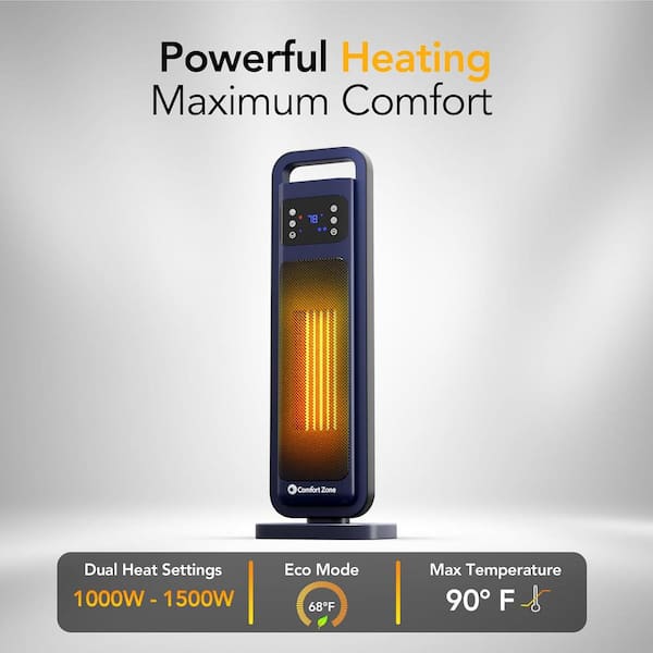 Comfort Zone 1500W 26 in. Electric Indoor Tower Ceramic Fan-Forced